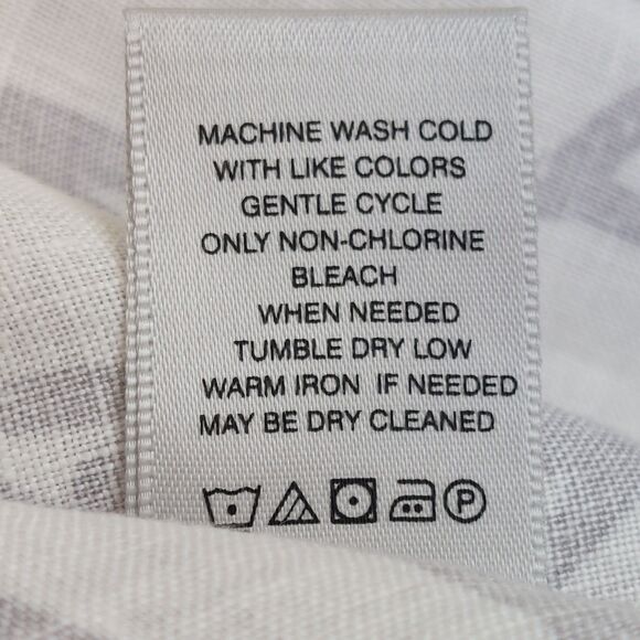 John Mark Linen Button Up Tunic Shirt Size Medium Roll Tab Sleeves Artsy Modern - Picture 7 of 9